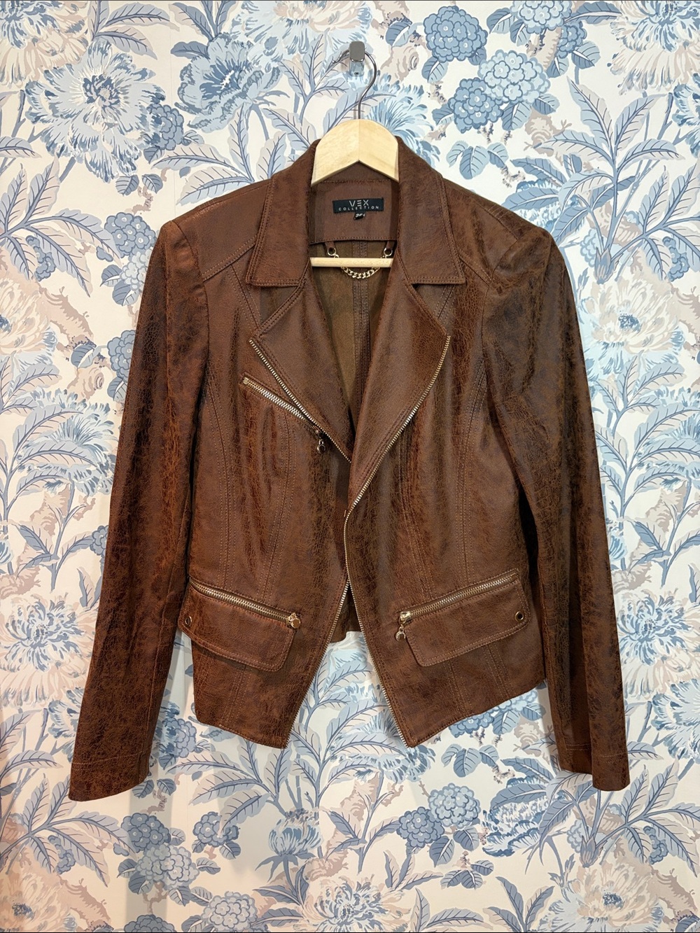 Dark Brown Faux Leather Jacket